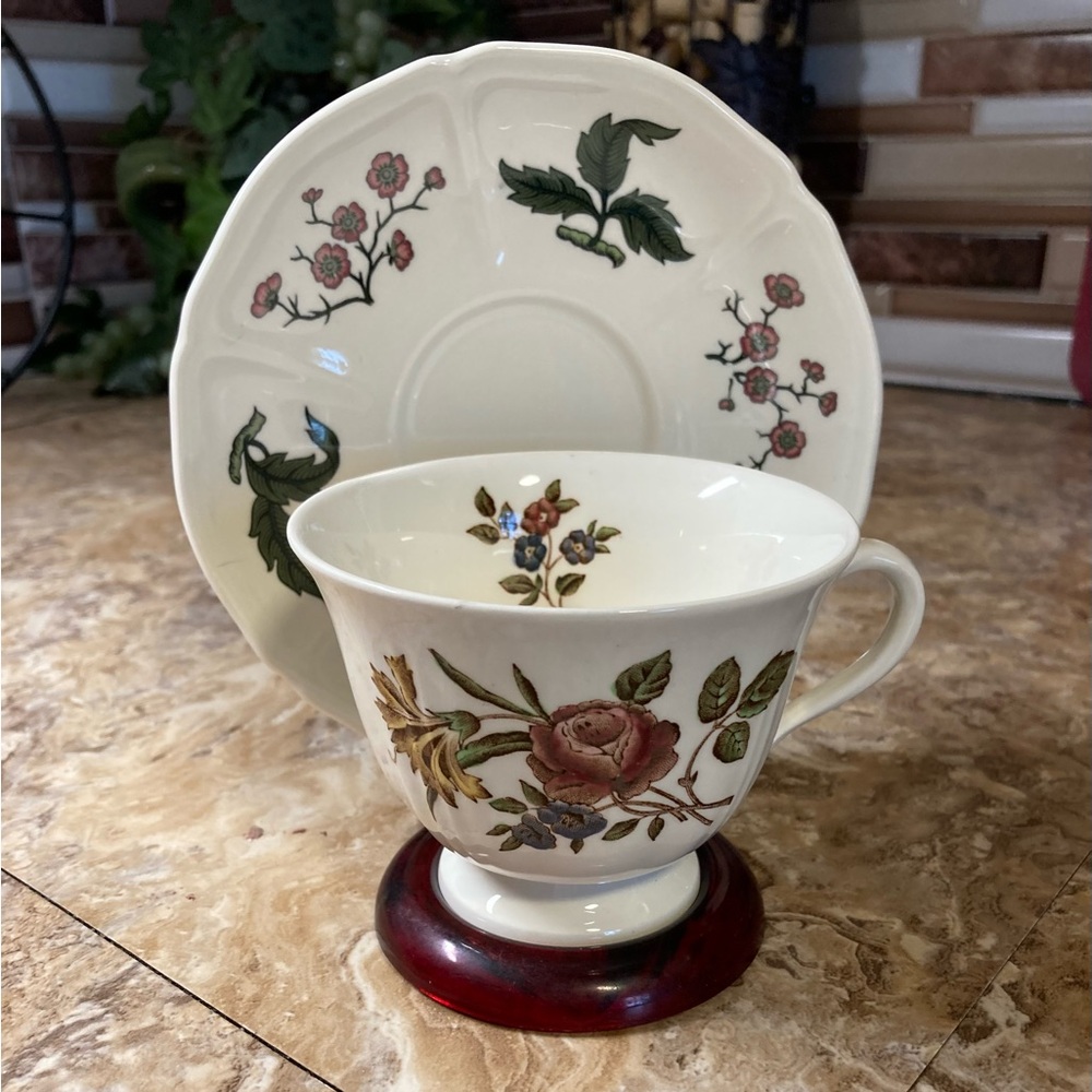 Wedgwood of Etruria & Barlaston “Queens Sprays” Teacup and Saucer